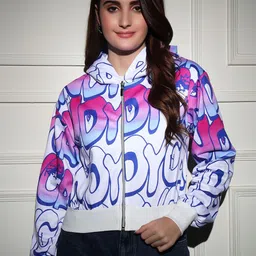 TANDUL Women Typography Printed Hooded Lightweight Crop Bomber Jacket-34