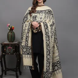 Exotic India Ethnic Motifs Printed Kalamkari Silk Dupatta From Telangana-image-33