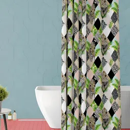 ArtzFolio Black & Green Printed Waterproof Shower Curtain-10