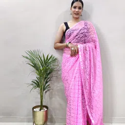 HERE&NOW Floral Woven Design Beads and Stones Saree-image-2