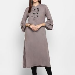 KALINI Women Embellished Mandarin Collar Bell Sleeves Kurta-image-16
