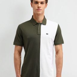 Arrow Sport Men Colourblocked Polo Collar Applique T-shirt-image-0