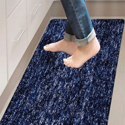 Kuber Industries Blue Non Slip Soft & Comfortable Bed Side Runner image 2