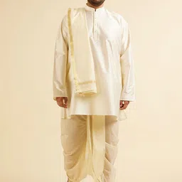 Manyavar Men Floral Embroidered Regular Kurta with Dhoti Pants & With Dupatta-23