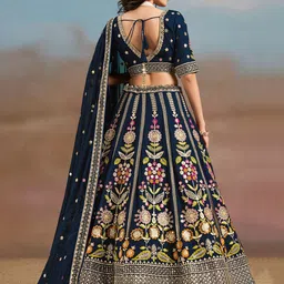 FABPIXEL Embroidered Sequinned Semi-Stitched Lehenga & Unstitched Blouse With Dupatta image 2