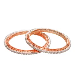 PANASH Set Of 2 Rose Gold-Plated & White American Diamond-Studded Handcrafted Bangles image 4