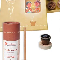 GaneshaSpeaks 95-Pcs Brown Wooden Dhoop Cup, Dhoop Stick & Incense Stick-image-21