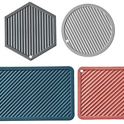 Trivets for Hot Dishes Mix Pattern Multi Color Set of 4 Matte Trivet-10