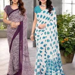 Moda Rapido Pack of 2 Printed Pure Georgette Saree-image-51