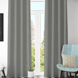 Galaxy Home Decor Grey 2 Pieces Black Out Window Curtain-image-92