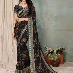 Lookmark Printed Woven Design Pure Georgette Saree-image-2