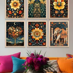Kotart Brown & Yellow 6 and more Piece Wood Abstract Wall Paintings-image-55