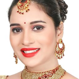 VATSALYA creation Alloy Gold- plated Maroon Gold Jewellery Set-picture-29