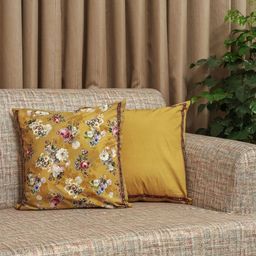 Myntra Elegant Homes Brown & Green Floral Printed Cotton Square Cushion Cover-image-56