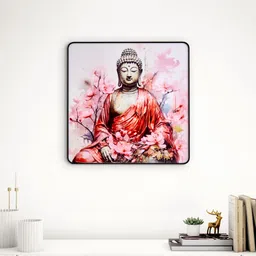 Home Centre Aura Pink & Red Buddha Printed Rectangular MDF Wall Photo Frames-25