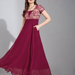 Life With Pockets Women Short Sleeves Georgette Maxi Dress-picture-15