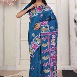 Mitera Ethnic Motifs Block Print Saree-picture-41