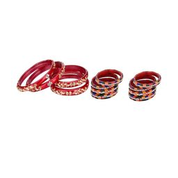 SOMIL Set Of 12 Multicolored Alloy Artificial Stones and Beads Bangles-image-98