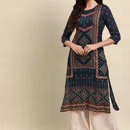 Anouk Women Geometric Checked Liva Kurta-picture-21