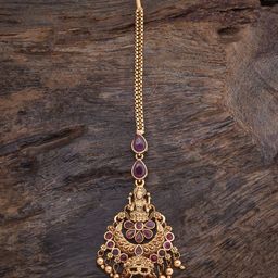 Kushal's Fashion Jewellery Gold-Plated Stones Studded Antique Maang Tikka Head Jewellery-picture-47