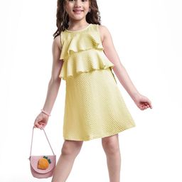 Hola Bonita Girls Self Design Layered A-Line Knee Length Dress-picture-5