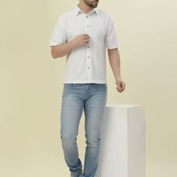 Albion By CnM Self Design Spread Collar Original Cotton Relaxed Fit Shirt-image-96