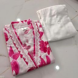 Khadi Cotton Women Kurti With Bottomwear-image-49