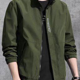 Men Solid Bomber Jacket-image-14
