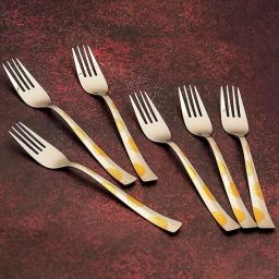 6 Pieces Premium Dinner Fork For Home & Kitchen, Dining Tableware Cutlery Set Stainless Steel Dessert Fork Set-24