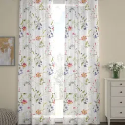 White Polyester Floral 9 Ft Sheer Eyelet 2 Door Curtains By Rosarahome-picture-2