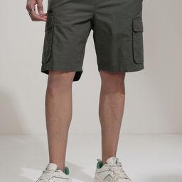 highlander Solid Men Grey Cargo Shorts-picture-19