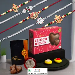 Rakhi gift for brother with Choco Beats(32-GM)|Rakhi set of 5|Y22K5_NC2_CB32 Assorted Gift Box-image-35