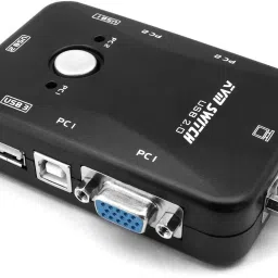 VOOCME 2 Port USB KVM Switch Box to Control up to 2 Computers 2 in 1 Out Switch 24 cm KVM Console-66