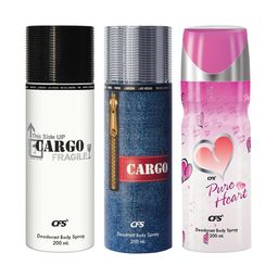 CFS Set Of 3 Cargo & Pure Heart Pink Deodorant Body Spray - 200ml Each-18