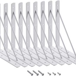 Heavy Duty Wall Mounted Shelf Metal Stand Wrought Iron White 10 Pcs (SB-11) 10 x 8 Inch Shelf Bracket-38