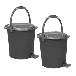 Kuber Industries Grey 2 Pcs Durable Pedal Dustbins With Handle -10 Litre Each image 5