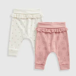 mothercare Girls Printed Relaxed Easy Wash Joggers Trousers Pack of 2 - Light Pink-19