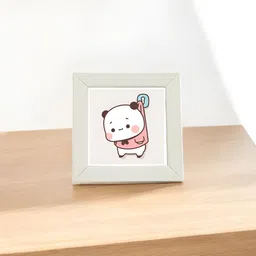 Anikmart White & Pink Self Design MDF Anime Design Table Top Frame-8