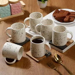 Arrabi Cream-Coloured & Grey Handcrafted Textured Ceramic Matte Mugs Set of Cups and Mugs-20
