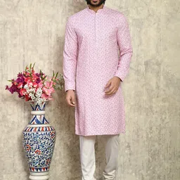 RANAK Abstract Printed Mandarin Collar Pure Cotton Straight Kurta With Churidar-picture-2
