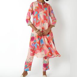 max Women Ethnic Motifs Printed Band Collar A-Line Kurta with Trousers-picture-20