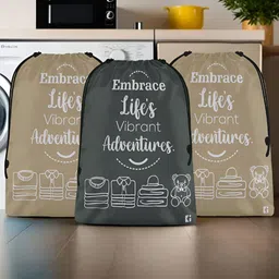 Aura Brown & Grey 3 Pieces Printed Foldable Water Resistant Multi-Utility Laundry Bags-45