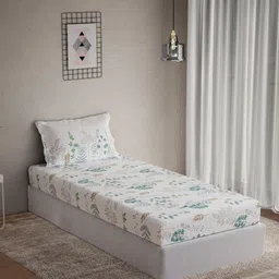 DDecor Live Blue & White Floral Printed Cotton 144 TC Single Bedsheet Set 2.24 m x 1.52 m-image-11