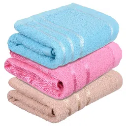 Kuber Industries Set Of 3 Pink & Blue Striped Cotton Face Towels-33