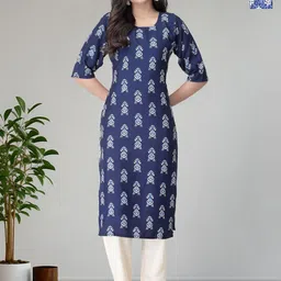 HERE&NOW Women Ethnic Motifs Printed Regular Kurta with Trousers-picture-11