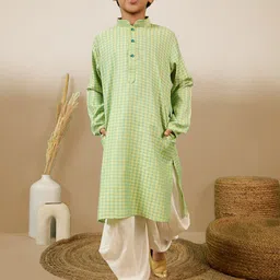Here&Now X Sanwara Boys Floral Printed Regular Pure Cotton Kurta with Dhoti Pants-10