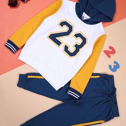 V-Mart Boys Printed Hooded Pure Cotton T-shirt with Trousers-picture-1