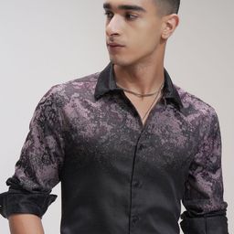 HIGHLANDER Men Comfort Fit Spread Collar Abstract Printed Cotton Casual Shirt-picture-32