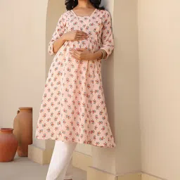 Janasya Women Floral Printed Floral Maternity Kurta-image-30