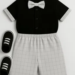FABMYTRA Infant Pure Cotton Shirt With Shorts & Bow Tie-picture-10